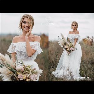 Off-Shoulder Lace Wedding Dress - White